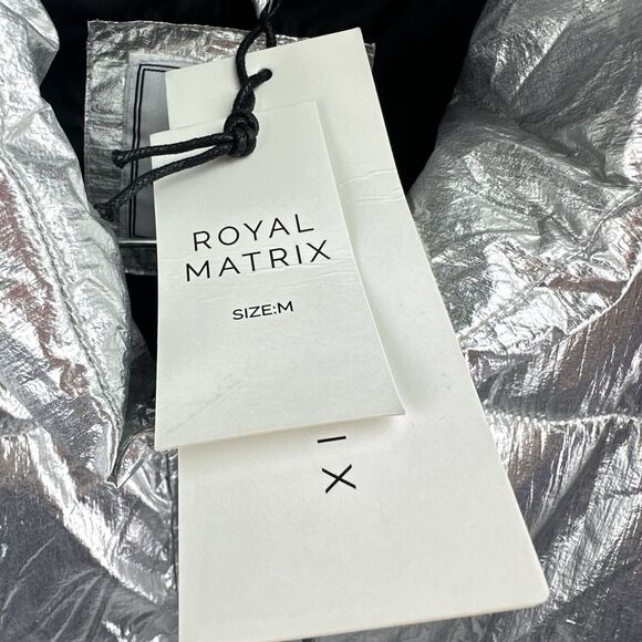 Royal Matrix Sz M Silver Puffer Jacket Metallic Future Core NWT New - Picture 4 of 9